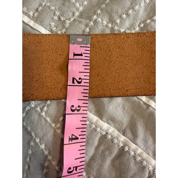 VTG Chicos Leather Embossed Floral Belt Conch Style Ornate Buckle Western Boho - Picture 10 of 11